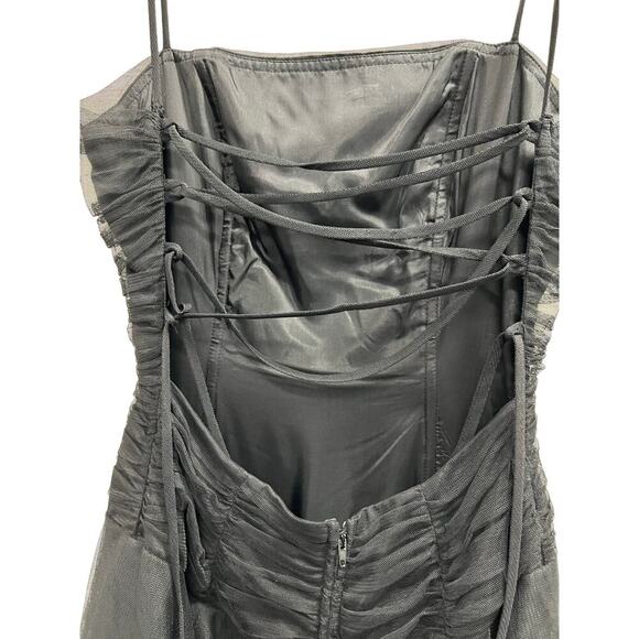 Blondie Nites VTG black white formal dress ruched bodice tier tulle skirt sz 3 - Picture 8 of 14